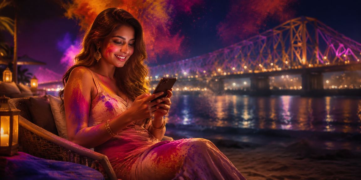 Excited players enjoying cricket betting during Holi festival in Kolkata